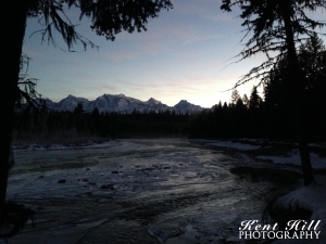 Dawn Livingston Range from North Fork Flathead River Montana