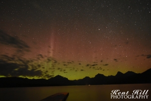 Aurora Borealis from Lake McDonald in Glacier National Park Montana
