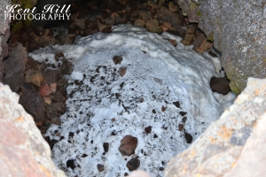 Snow in bottom of Spatter Cone at Craters of the Moon National Monument Idaho