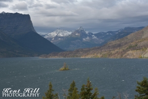 Wild Goose island in St. Mary's Lake in Glacier National Park Montana