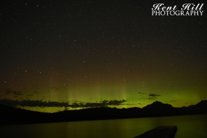 Aurora Borealis and Big Dipper over Lake McDonald in Glacier National Park Montana