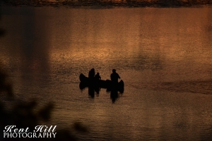 Sunset and Canoe 2 on McWenneger Slough Kalispell Montana