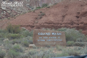 Grand Wash Sign in Capitol Reef National Park Utah