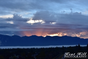Sunrise and fog over Evergreen Flathead Valley Montana 