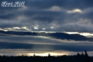 Sunrise Lighting Fog over Evergreen Flathead Valley Montana 