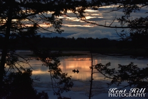 Sunset and Canoe on McWenneger Slough Kalispell Montana