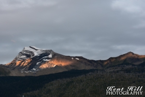 Sun on Heavens Peak in Glacier national Park Montana